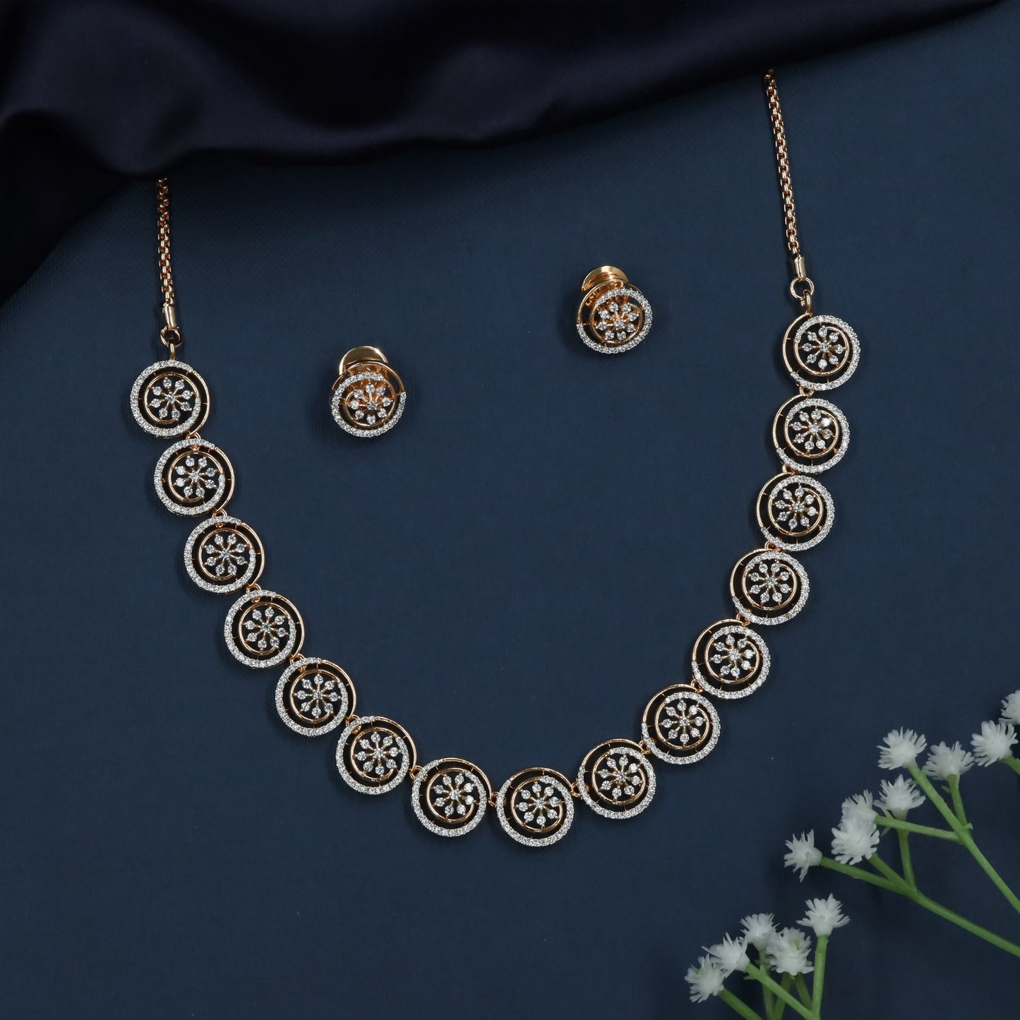 Designer Circular Crystal Partywear Necklace