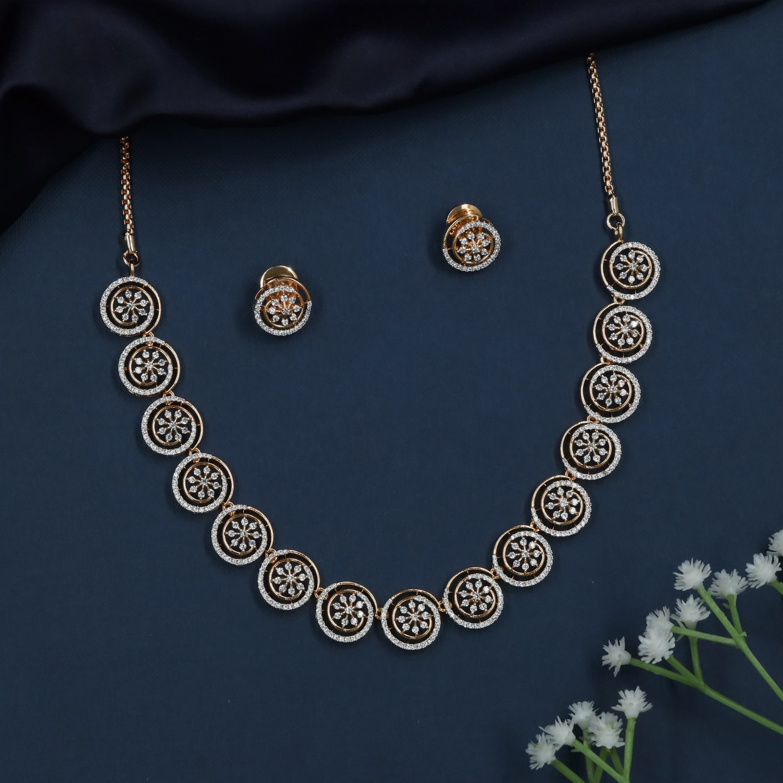 Designer Circular Crystal Partywear Necklace