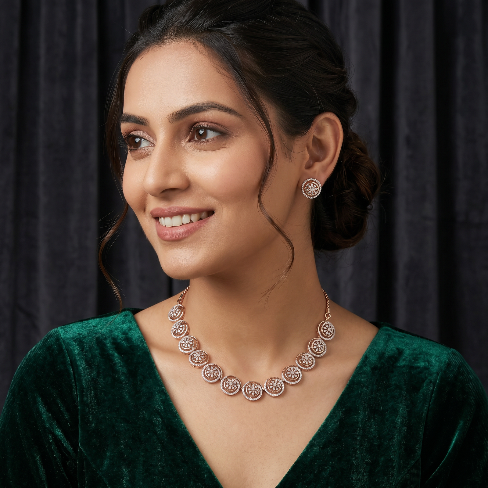 Designer Circular Crystal Partywear Necklace