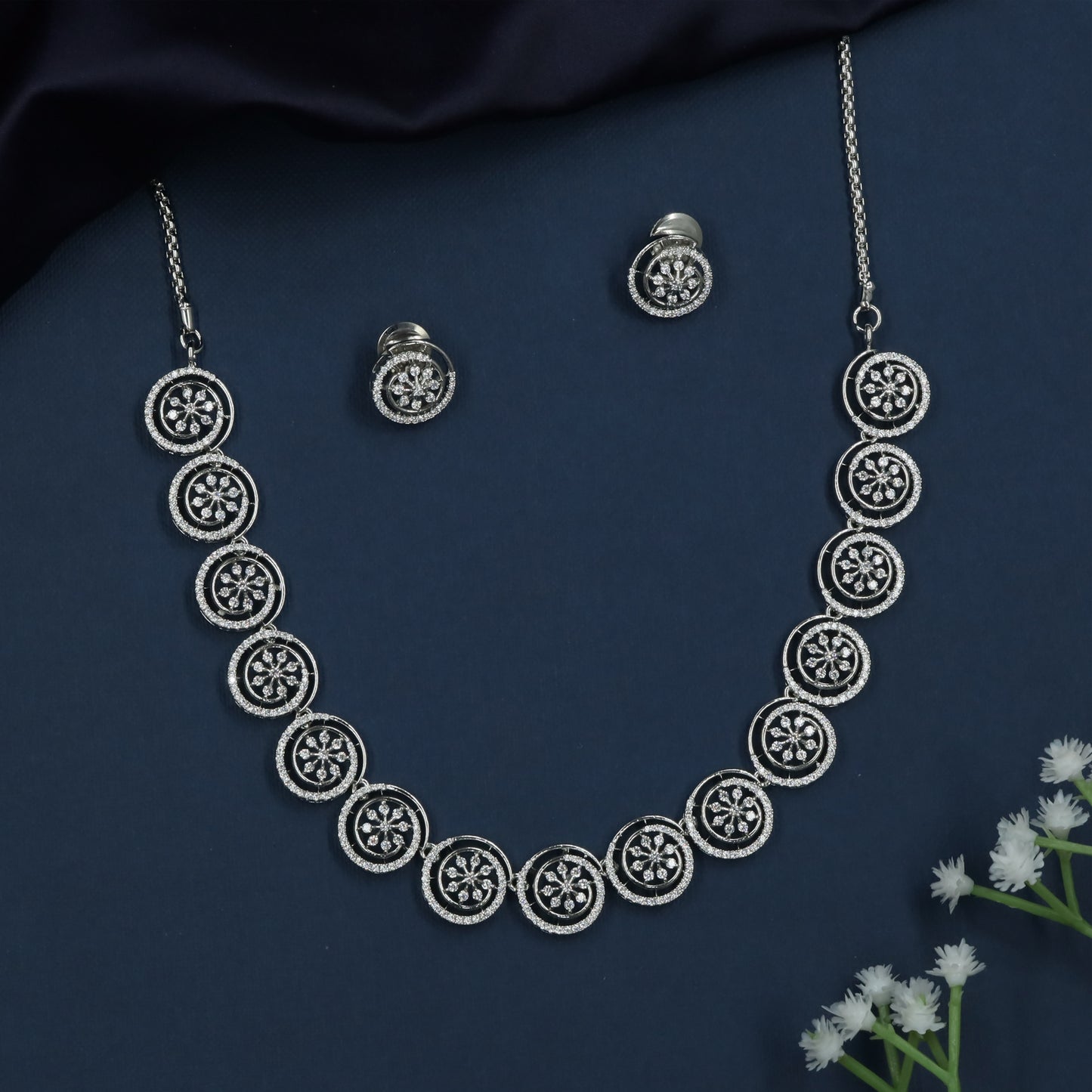 Designer Circular Crystal Partywear Necklace