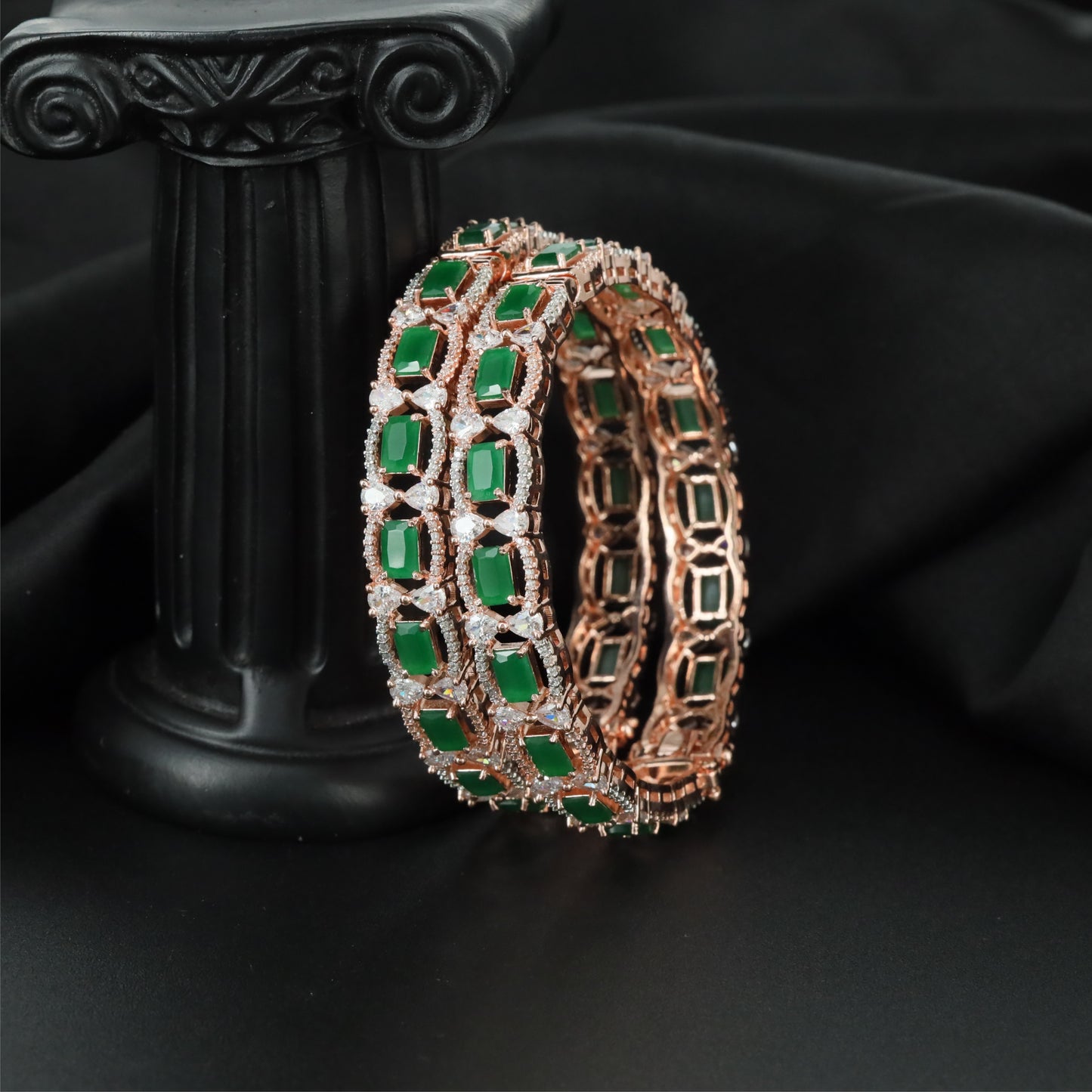 Elite Connector Rose Gold Bangles with Balanced Open Profile