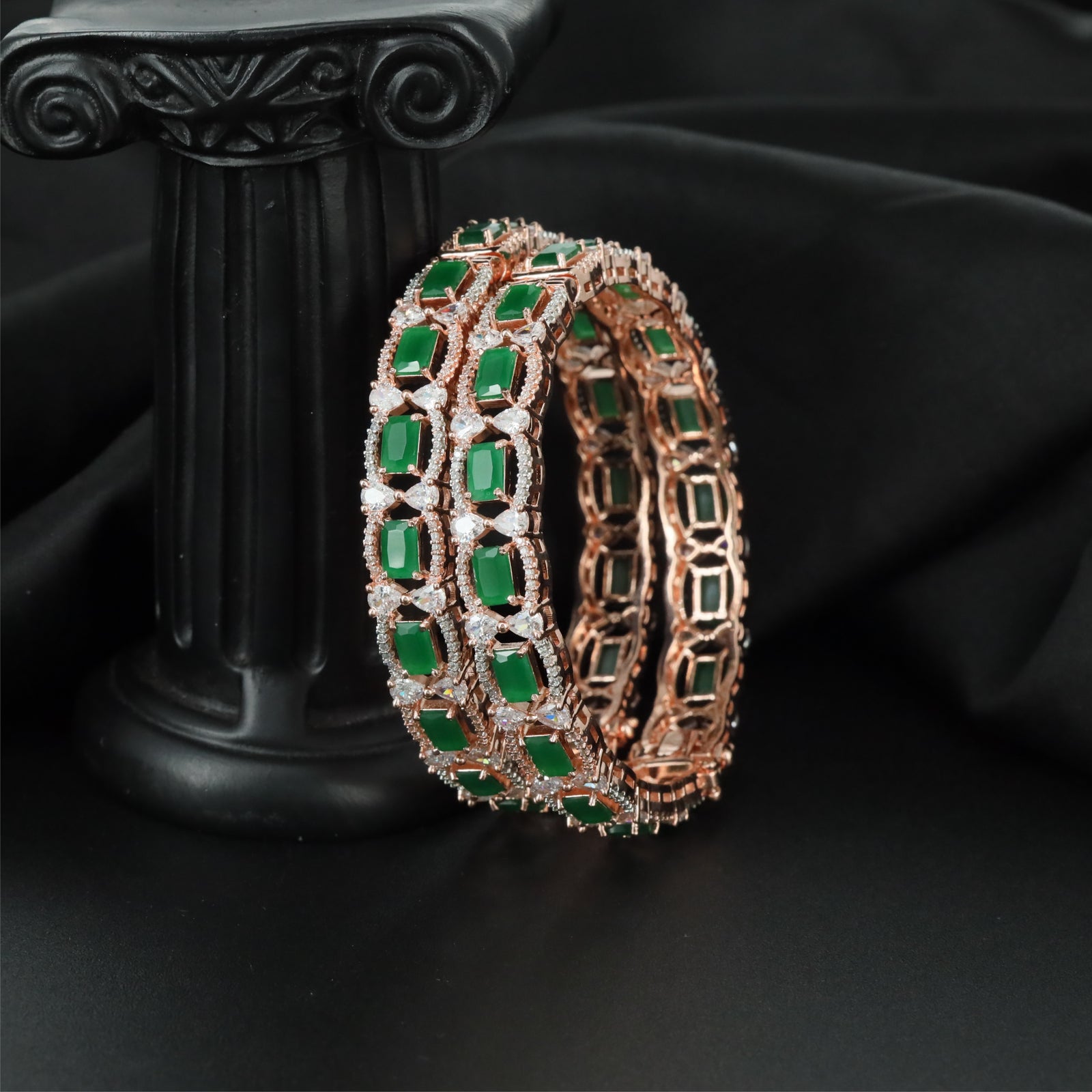 Elite Connector Rose Gold Bangles with Balanced Open Profile