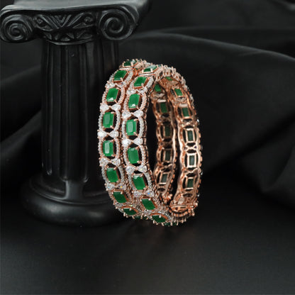 Elite Connector Rose Gold Bangles with Balanced Open Profile