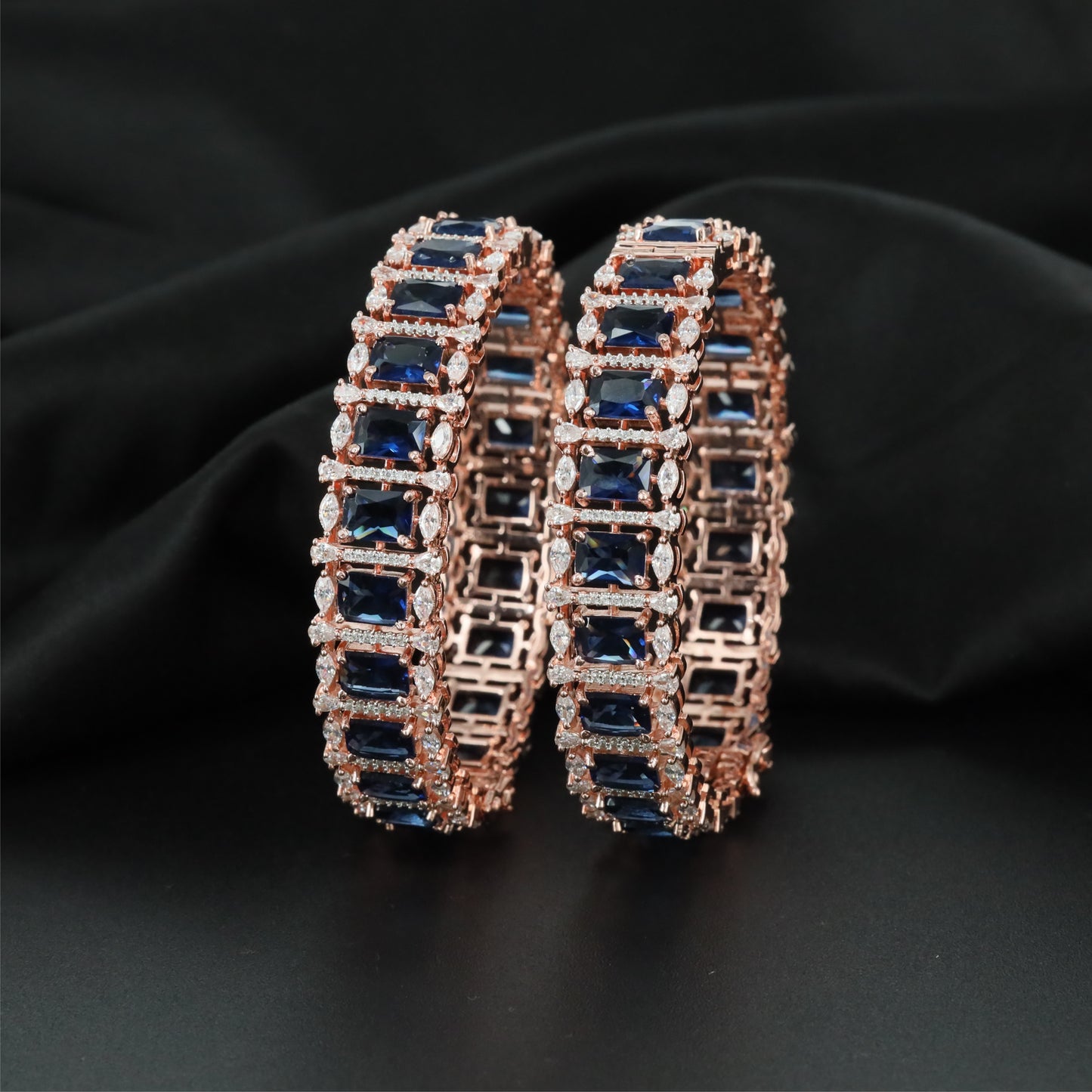 Prestige Rectangle Rose Gold Bangles with Balanced Structural Design