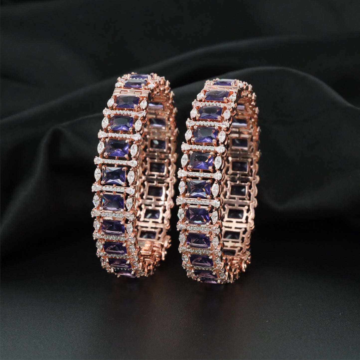 Imperial Border Rose Gold Bangles with Refined Centre Profile