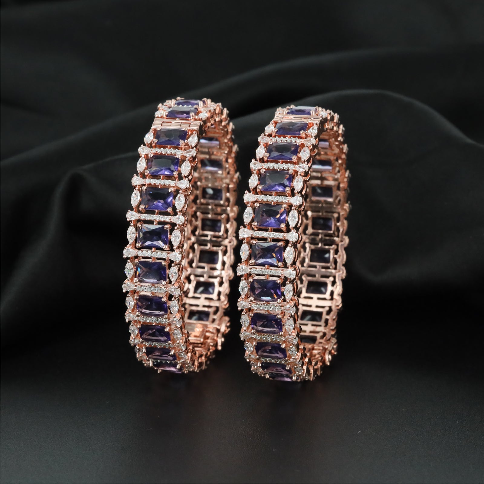 Imperial Border Rose Gold Bangles with Refined Centre Profile