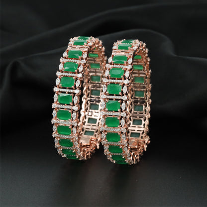 Estate Grid Rose Gold Bangles with Sculpted Panel Formation