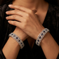 Crystal Garden Rhodium Bangles with Repeating Floral Sections