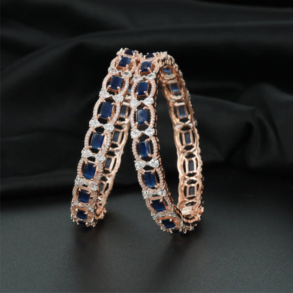 Vector Gallery Rose Gold Bangles with Balanced Geometric Arrangement