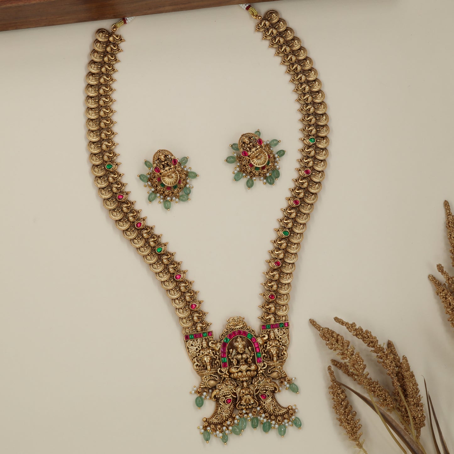 Grand Temple Long Haara with Decorative Coin Borders