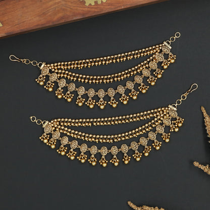 Luxury Side Mati with Cascading Bead Rows and Coin Frames