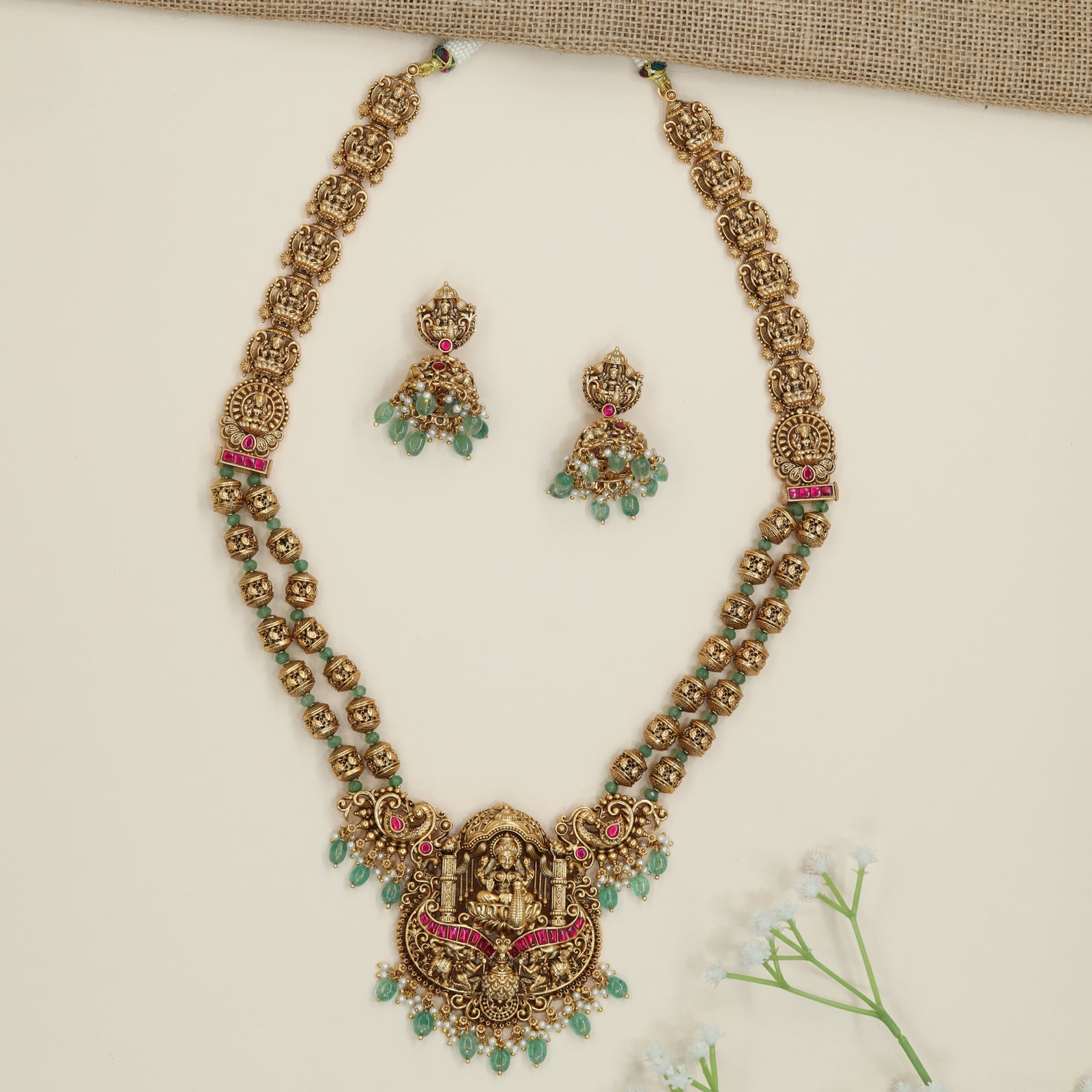 Dome Connector Antique Long Haara with Lakshmi Arch Pendant