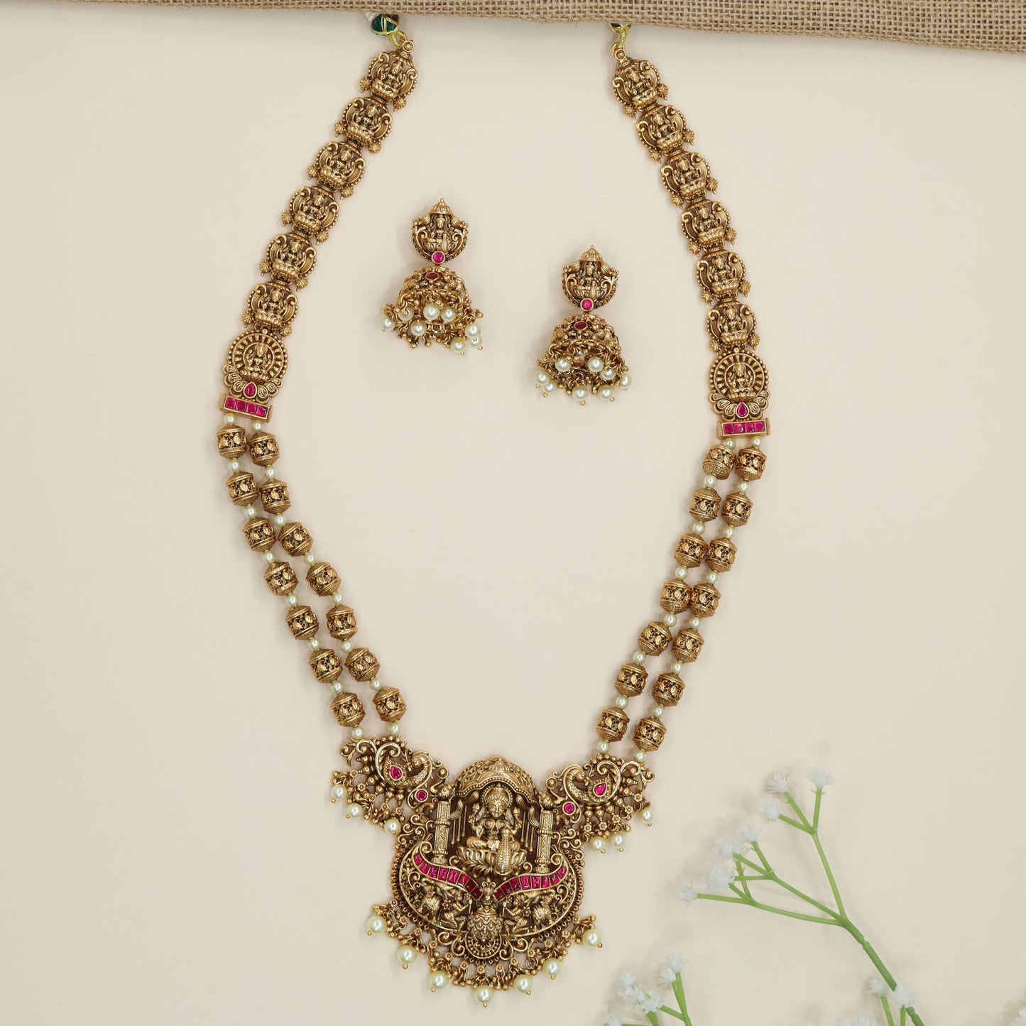 Dome Connector Antique Long Haara with Lakshmi Arch Pendant