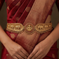 Antique Lakshmi Elephant Dabu Waist Belt with Bead Drops