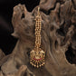 Beaded chain tikka with Lakshmi panel pendant and dense fringe drop detailing