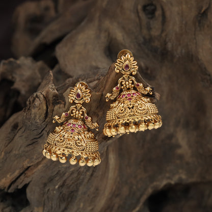 Royal Carving Antique Jumka with Textured Bell Detailing