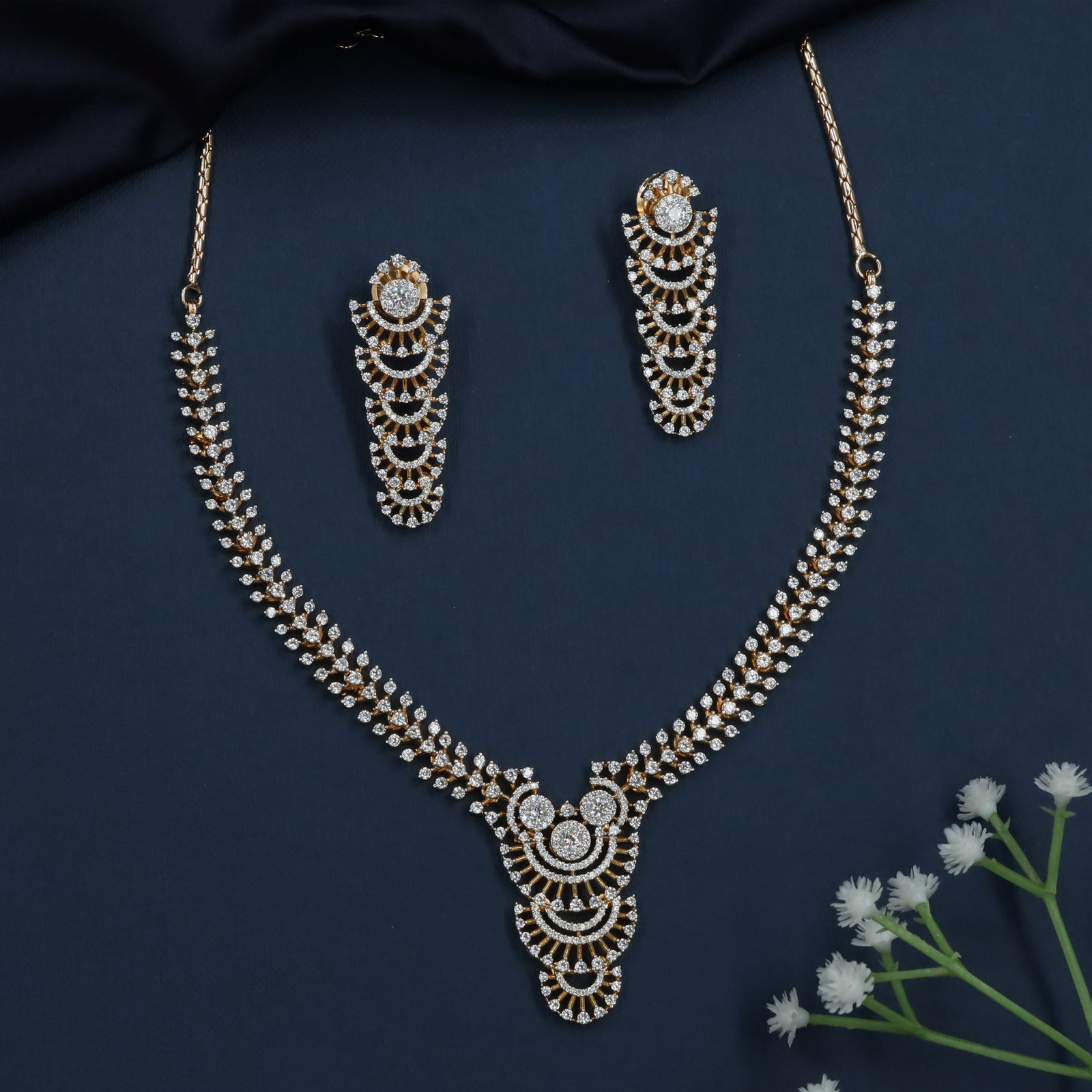 Luxury GJ Semi Circle Pendant Bridal Necklace