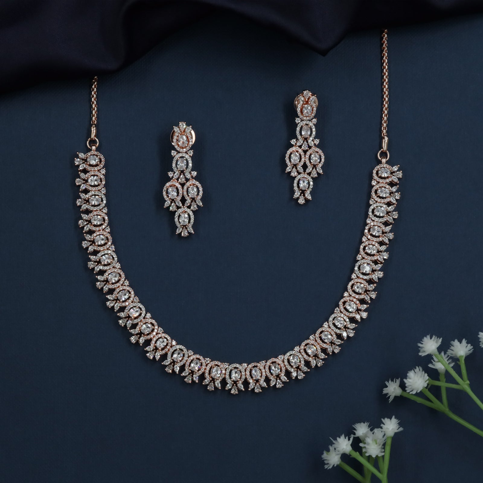 Auric Loop Rose Gold Necklace with Repeating Drop Pattern