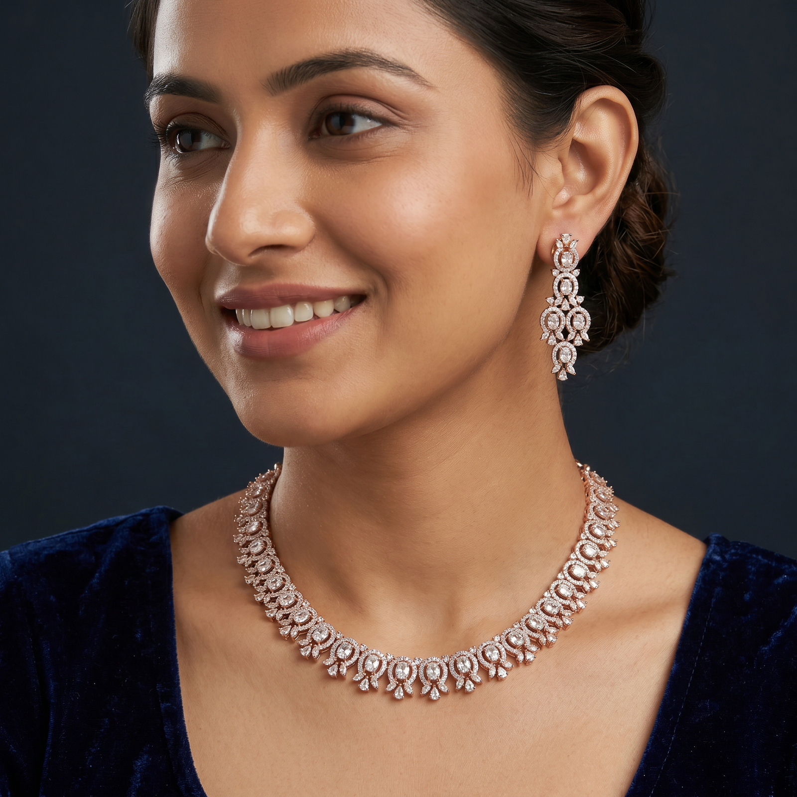 Auric Loop Rose Gold Necklace with Repeating Drop Pattern