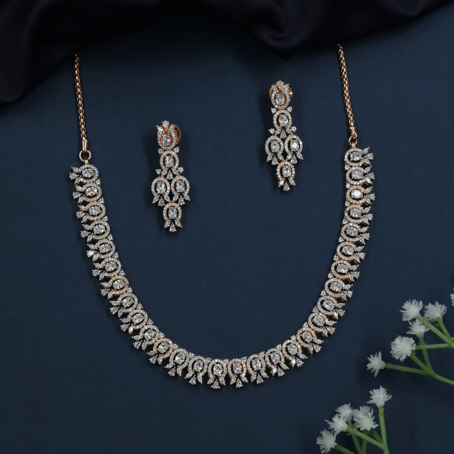 Auric Loop Rose Gold Necklace with Repeating Drop Pattern