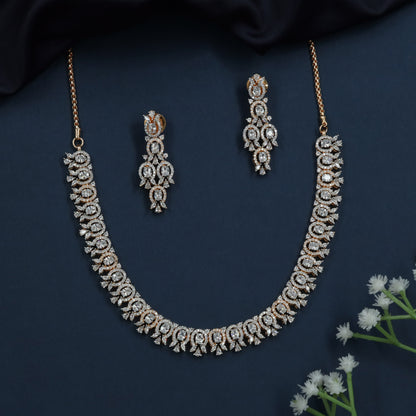 Auric Loop Rose Gold Necklace with Repeating Drop Pattern