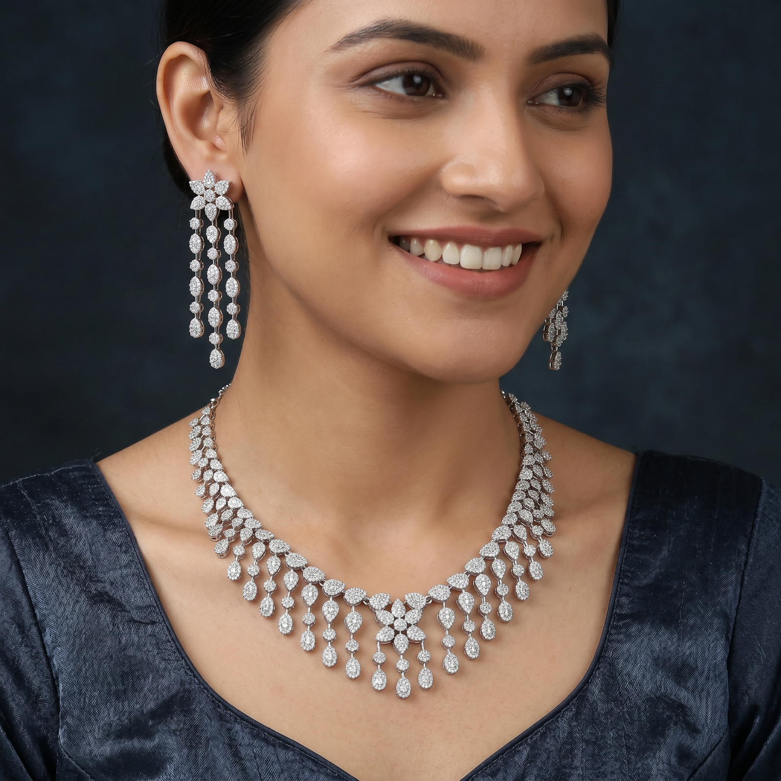 Frost Vine Necklace with Curved Openwork Flow