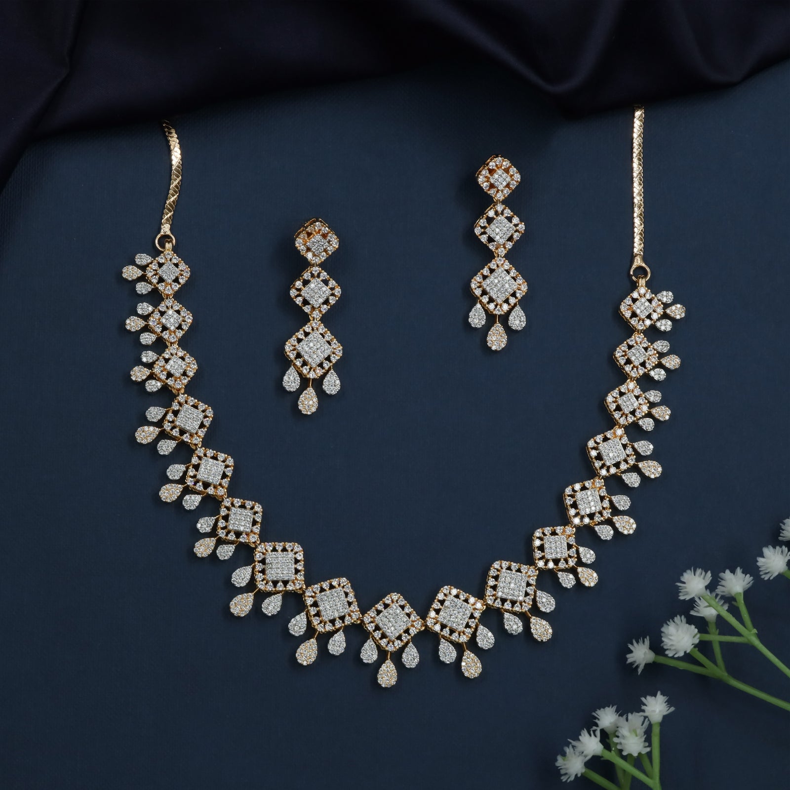 Brio Square Necklace with Cascading Fringe Detailing