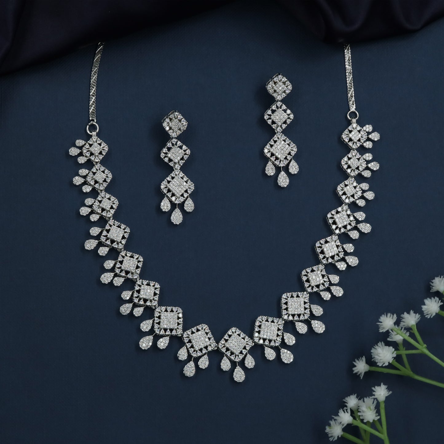 Brio Square Necklace with Cascading Fringe Detailing