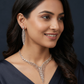 Crystal Stream Necklace with Structured V Shape Layout