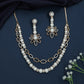 Moonlink Pearl Necklace with Geometric Openwork Design