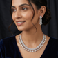 Brilliance Fern Rhodium Necklace with Pearl Drop Border