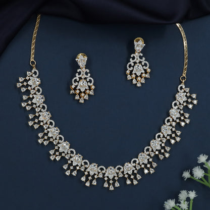 Jasmine Floral Necklace with Curved Scroll Pattern