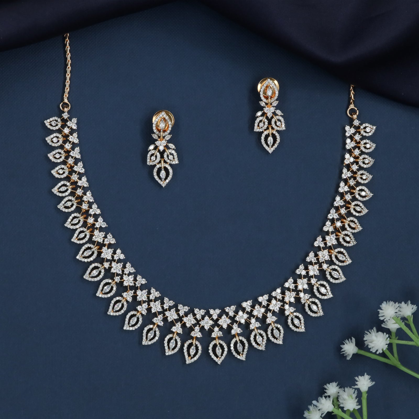 Petal Mesh Necklace with Repeating Open Drop Layout
