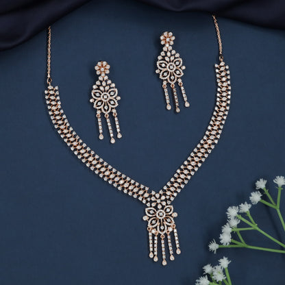 Cross Weave Necklace with Floral Hanging Pattern