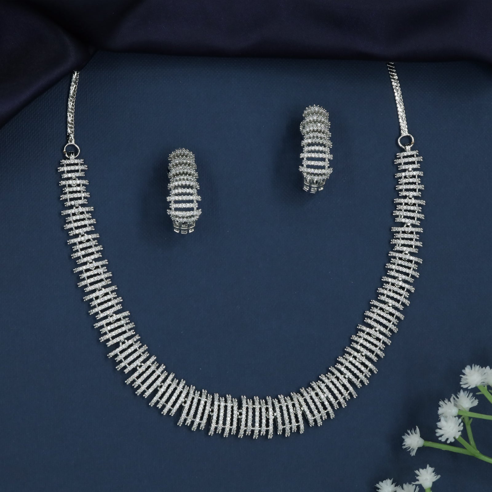 Braided Line Necklace with Structured Drop Arrangement