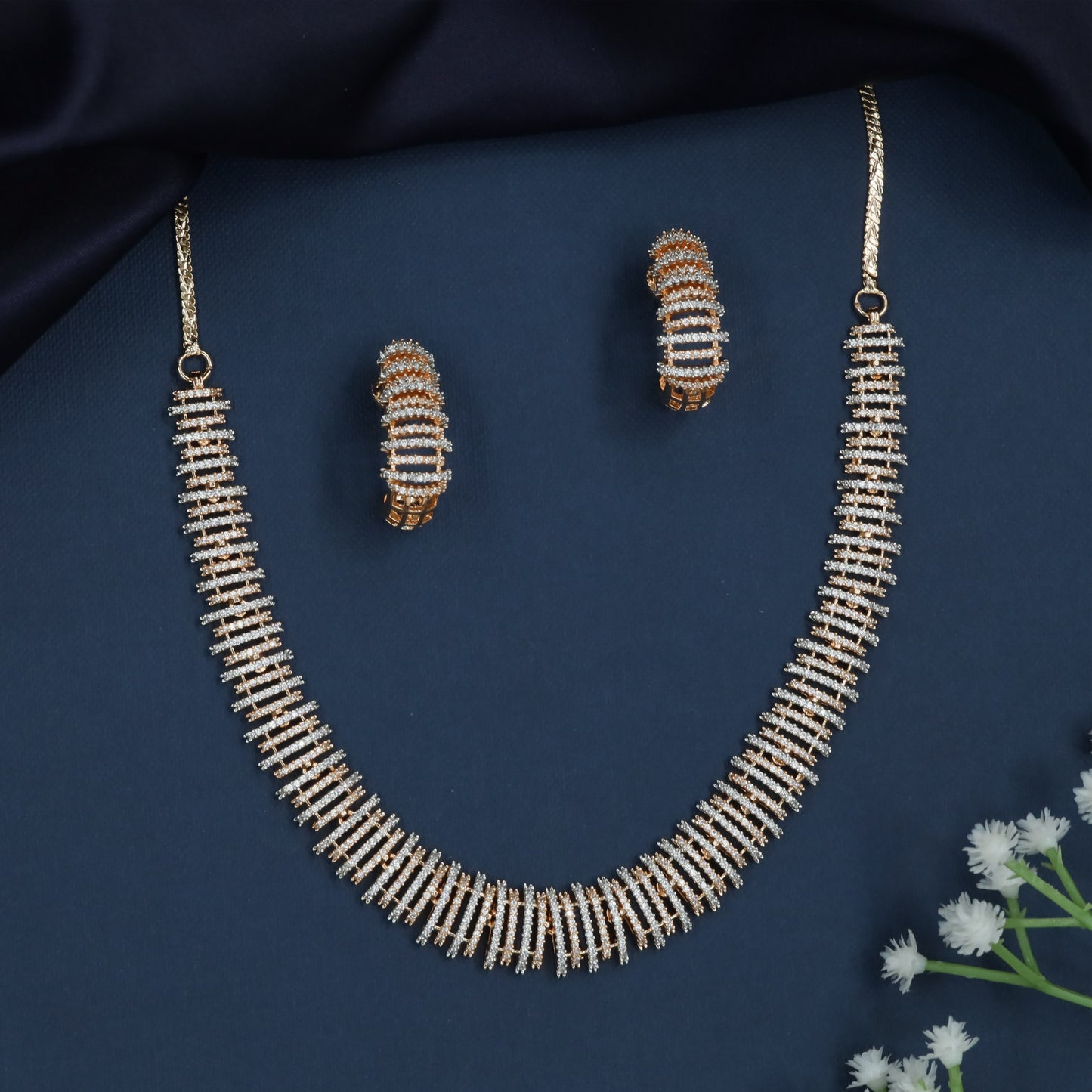 Braided Line Necklace with Structured Drop Arrangement