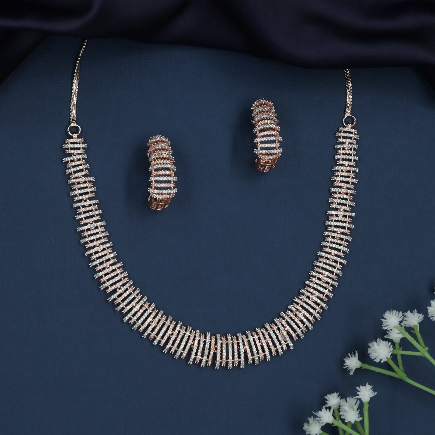 Braided Line Necklace with Structured Drop Arrangement