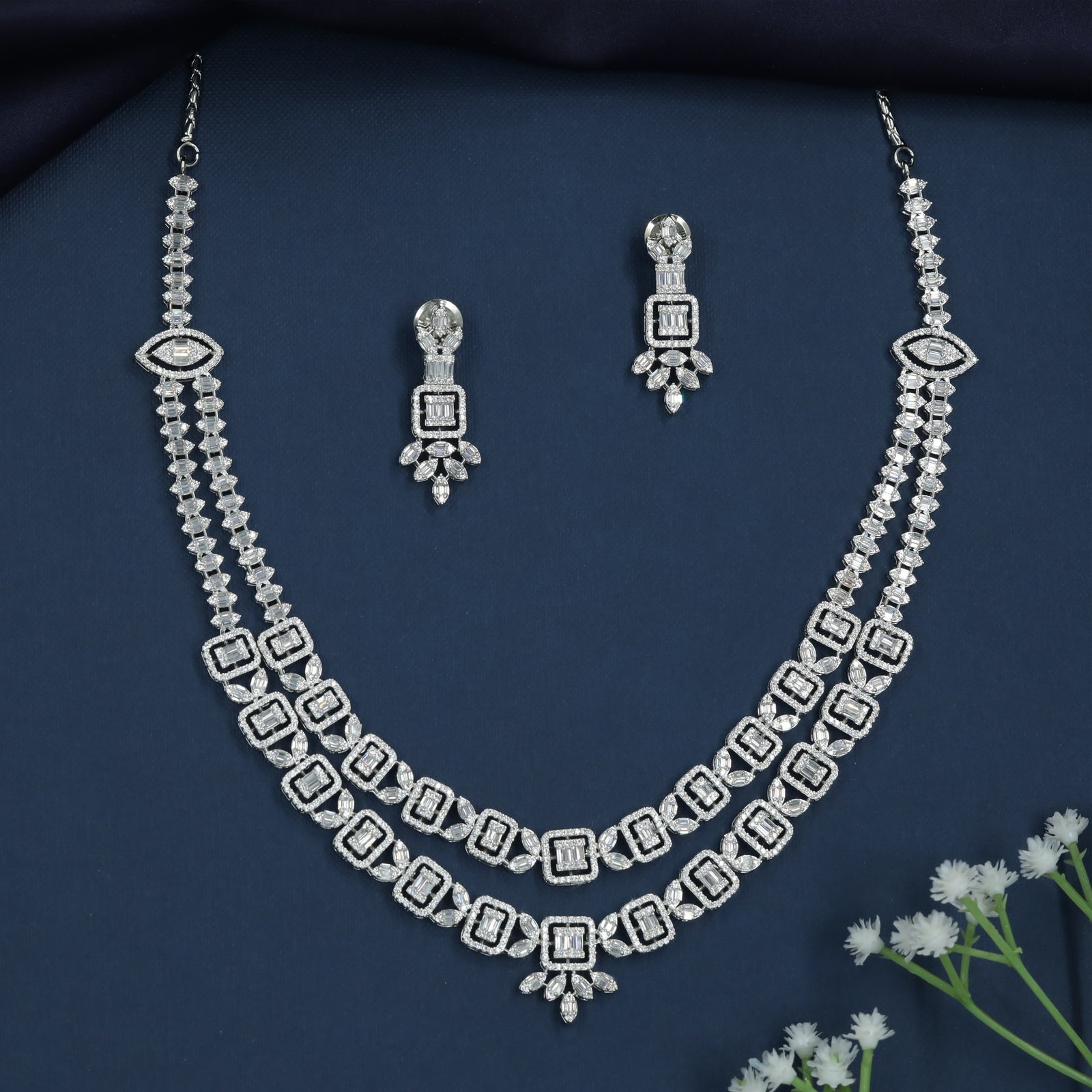 Braided Square Necklace with Hanging Side Details