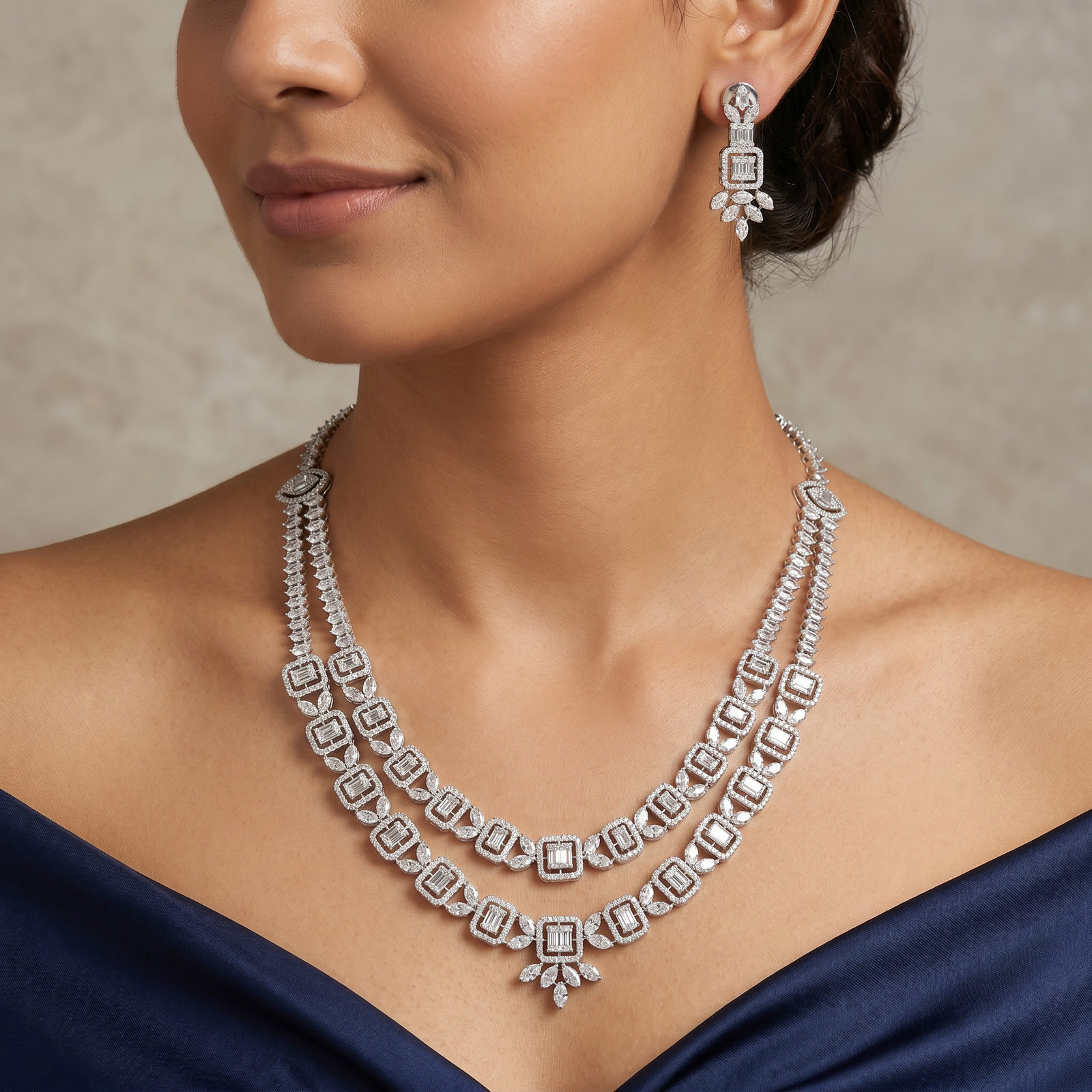 Braided Square Necklace with Hanging Side Details