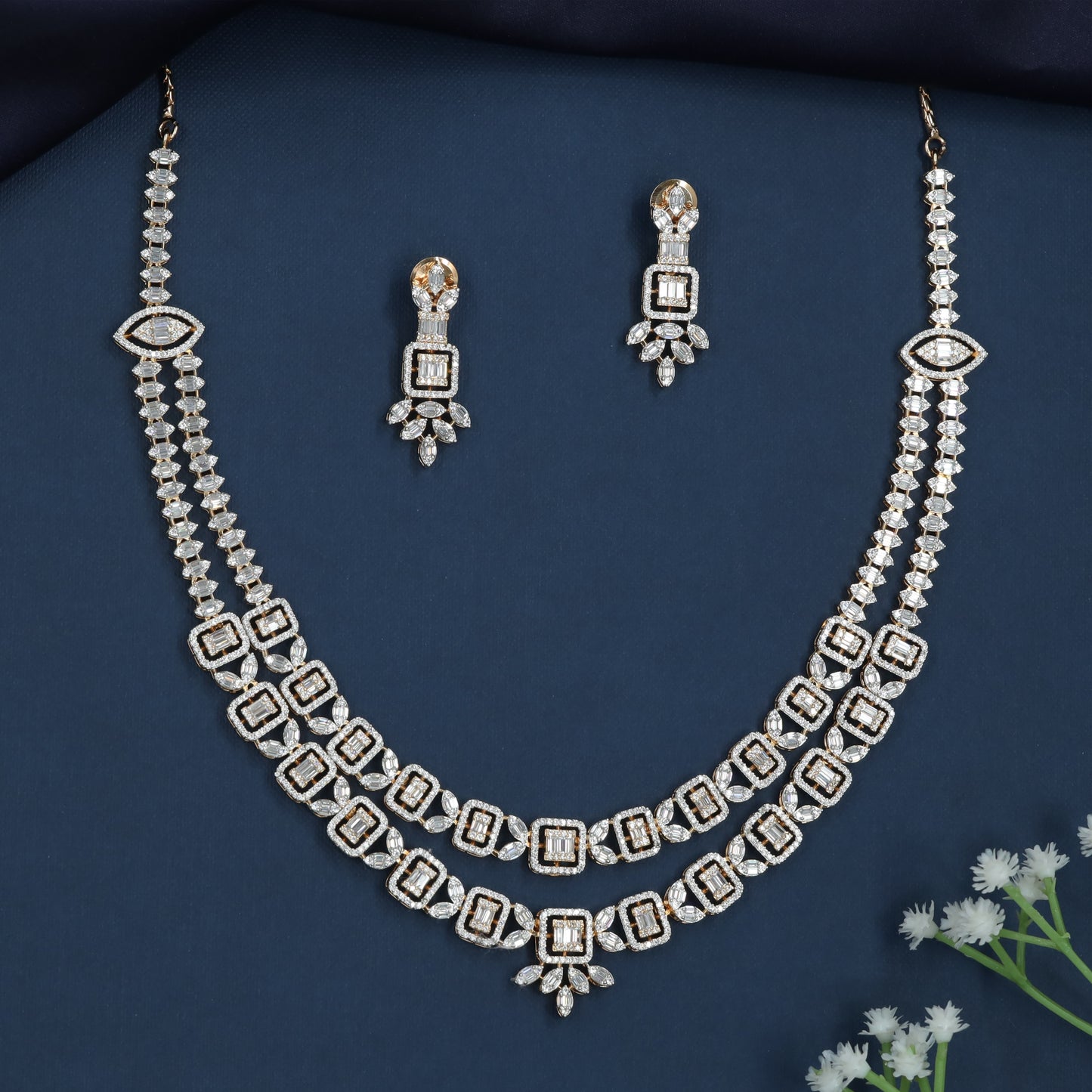 Braided Square Necklace with Hanging Side Details