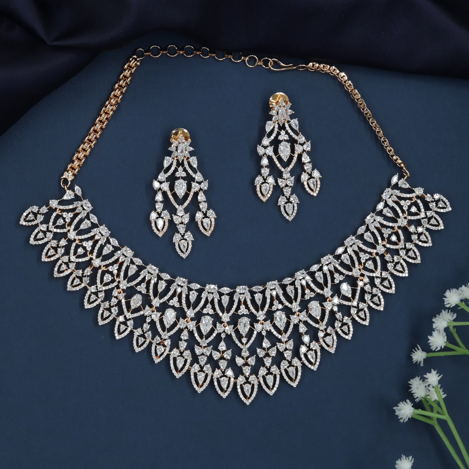 Petal Mesh Choker with Structured Fringe Styling