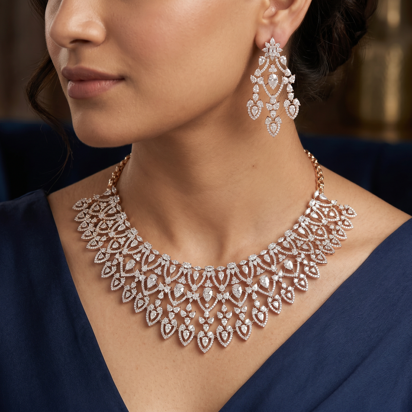 Petal Mesh Choker with Structured Fringe Styling