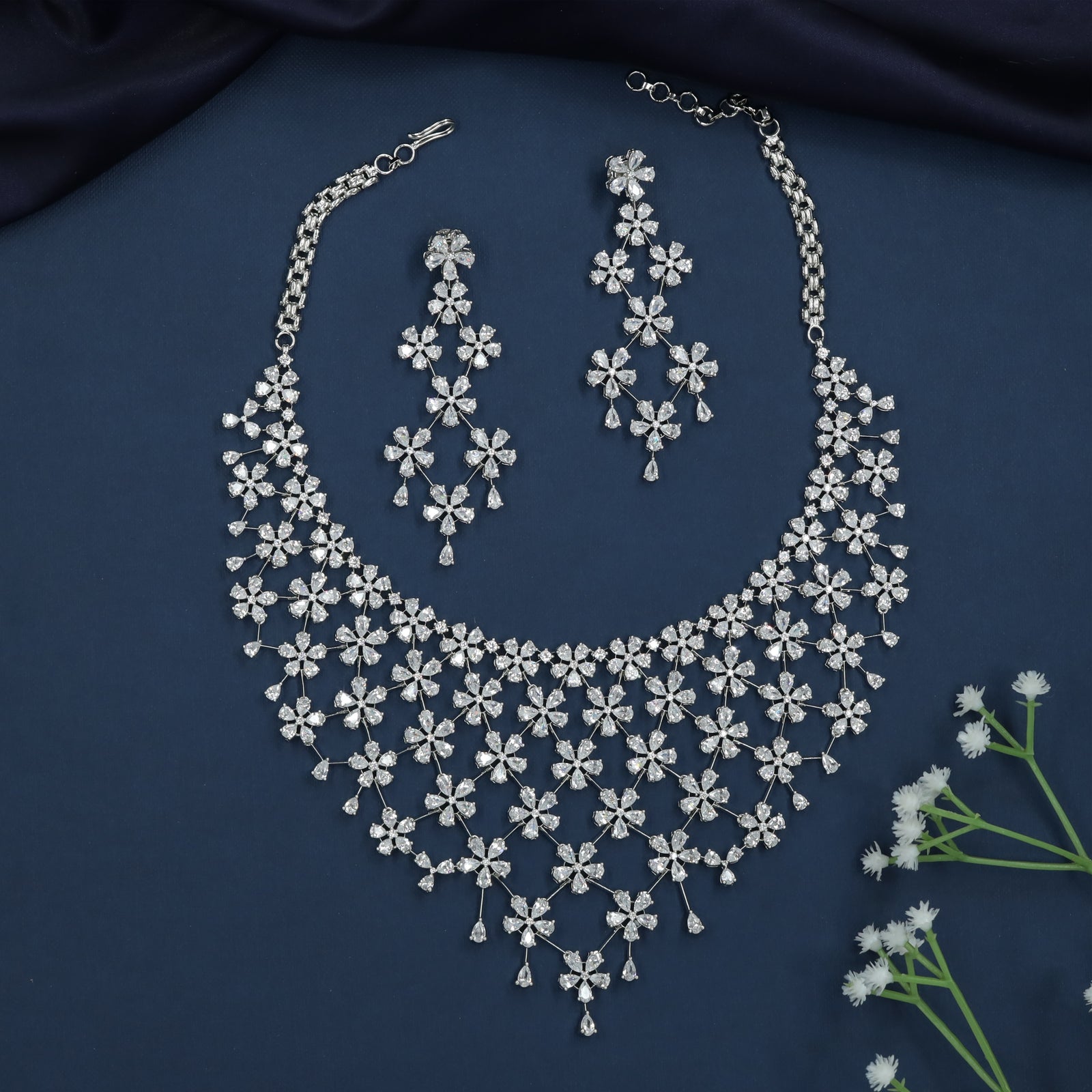 Floral Garland Necklace with Cascading Bloom Layers