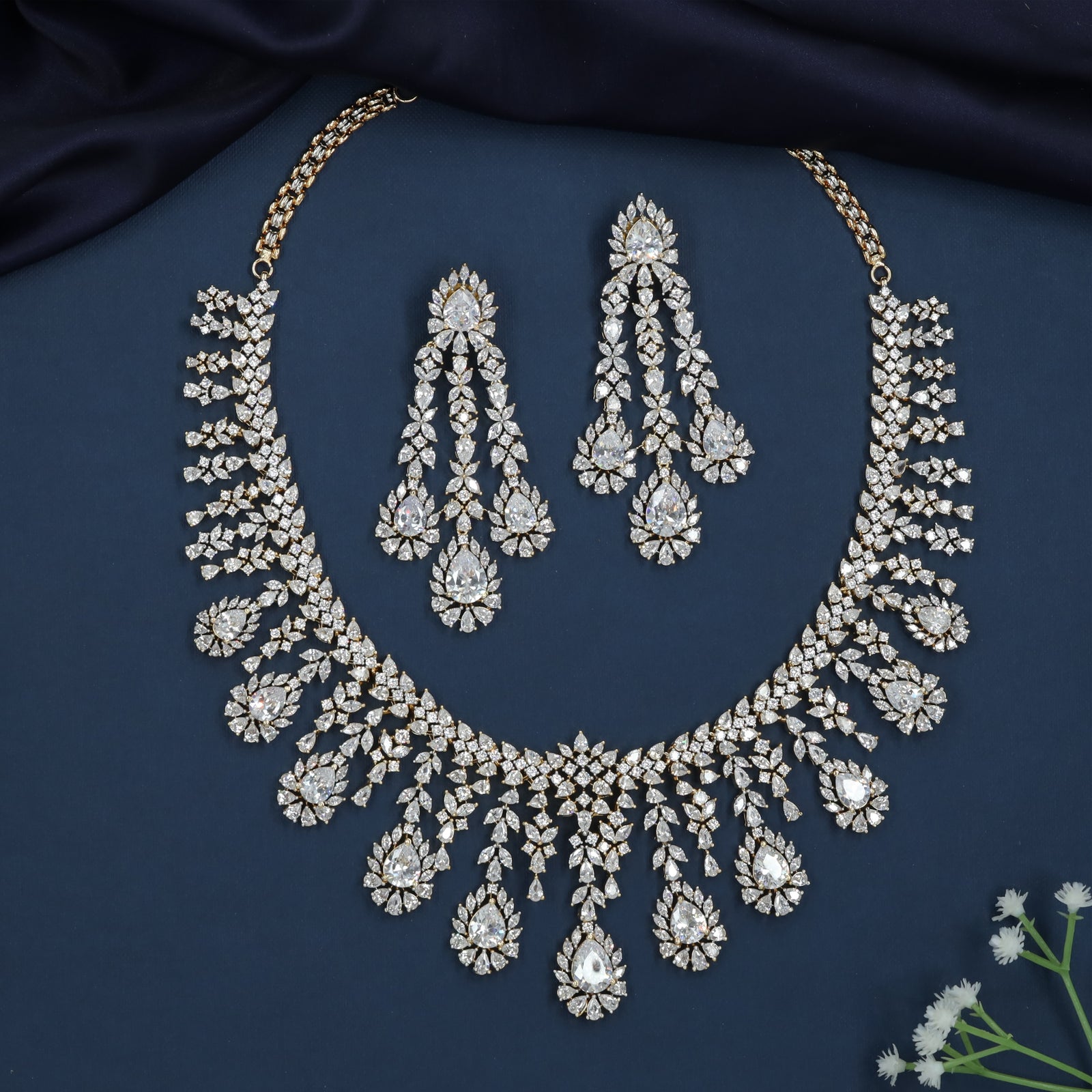 Petal Garland Necklace with Layered Drop Borders