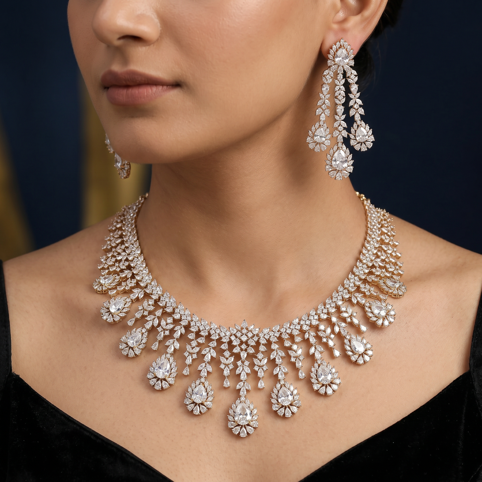 Petal Garland Necklace with Layered Drop Borders