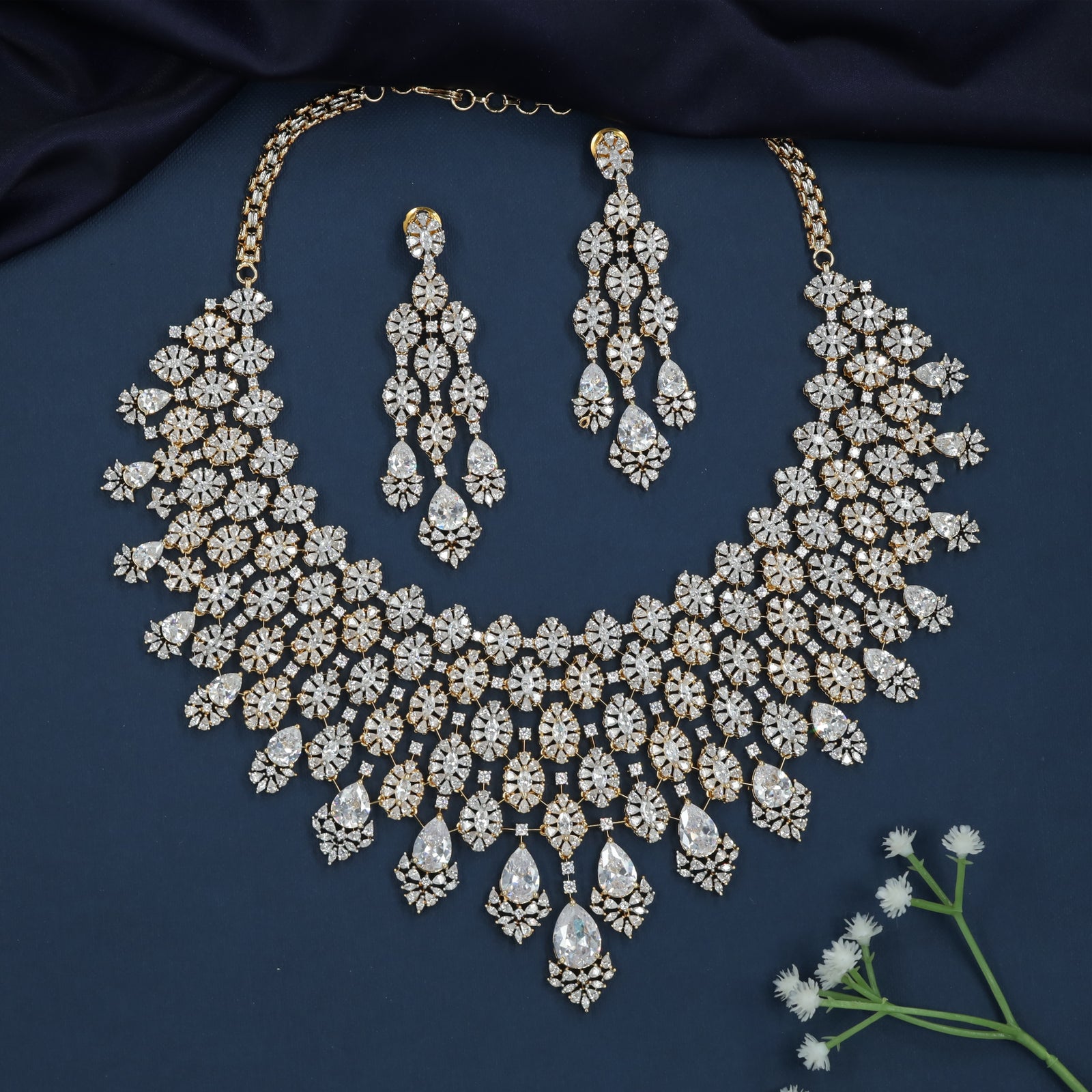 Braided Petal Necklace with Layered Cluster Pattern