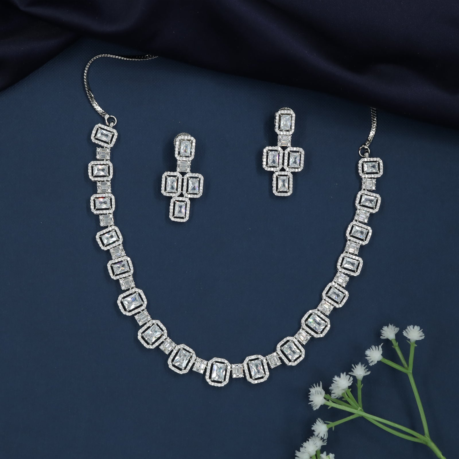 Square Border Necklace with Structured Panel Layout