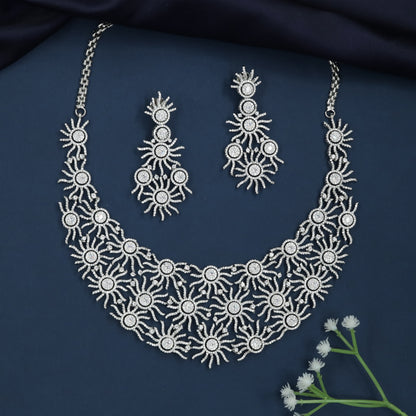 Radiant Disc Necklace with Interwoven Sunburst Layout