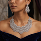 Wave Border Necklace with Layered Mesh Panels