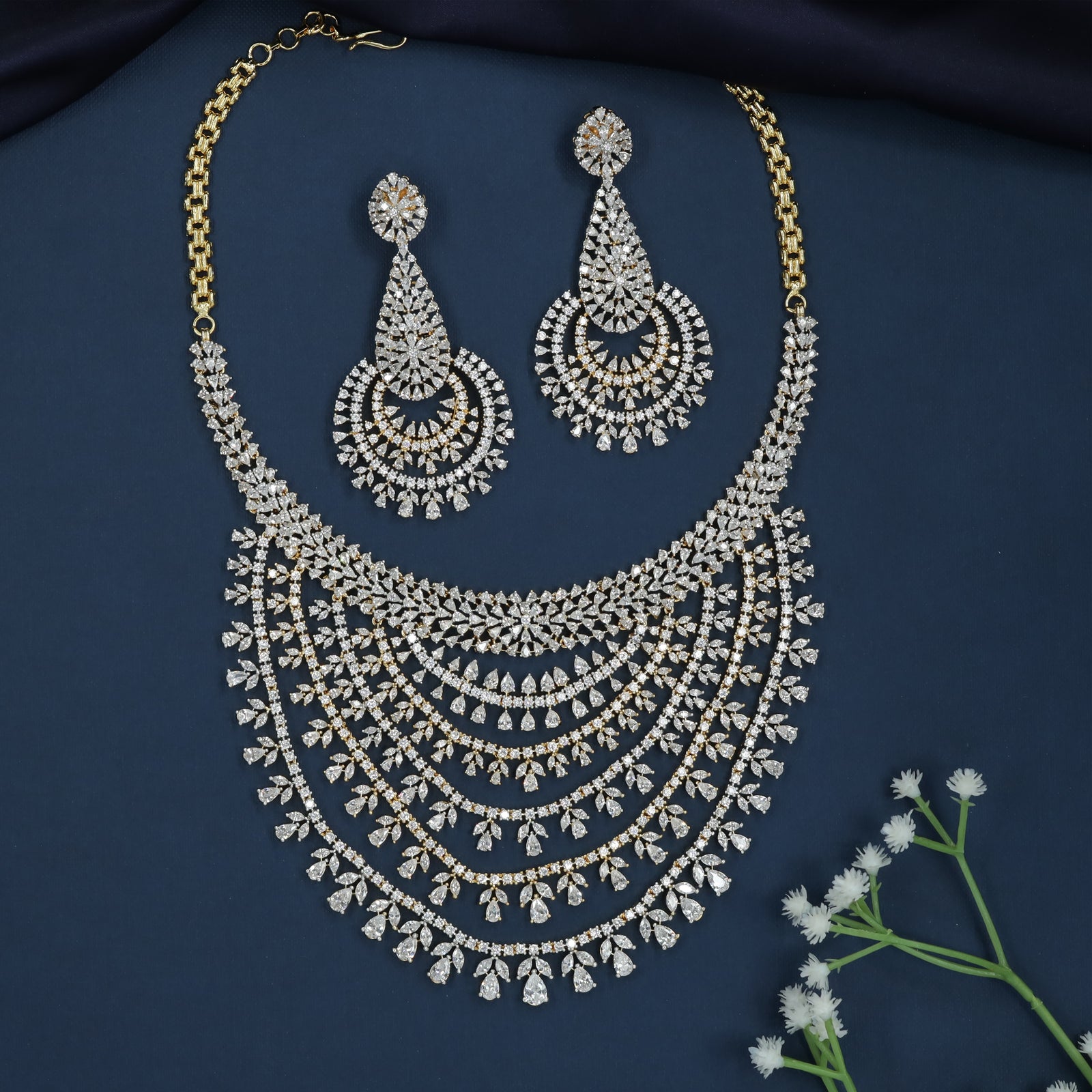 Layered Garland Necklace with Cascading Vine Drapes